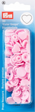 30 pack of Prym Snaps in packaging (style light pink hearts)