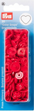 30 pack of Prym Snaps in packaging (style red hearts)