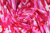 Swirled swatch camo printed cotton flannel in shade pink