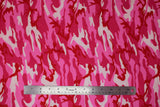 Flat swatch camo printed cotton flannel in shade pink