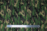 Flat swatch camo printed cotton flannel in shade green