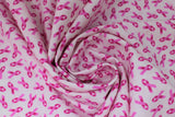 Swirled swatch pink fabric (white fabric with tiny tossed pink ribbons allover)