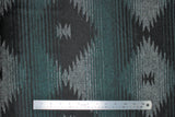 Flat swatch southwest pattern printed fabrics in pine/grey (grey/forest green/black material and print)