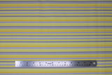 Flat swatch Stripe fabric (light and medium shades of grey and yellow in horizontal stripes with thin white lines separating each colour)