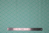Flat swatch blue fabric (light teal blue fabric with white geometric hexagon pattern allover)