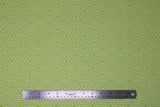 Flat swatch green fabric (light lime green fabric with white geometric hexagon pattern allover)