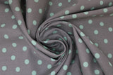 Swirled swatch Gray Dot fabric (medium grey fabric with mint coloured dots allover)