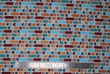 Flat swatch Arrow Heads fabric (white fabric with small lines/stripes of multi style left pointing directional arrows in blue, teal, orange with shimmer look, burgundy, etc.)