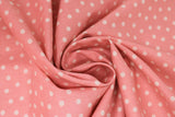 Swirled swatch Spotted fabric (pink fabric with white polka dots allover)