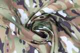 Swirled swatch playtime print in camo (pale greens/brown/black/white camo print fabric)