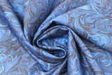 Swirled swatch born to run fabric (medium blue, dark blue, black colour mix/swirls allover)