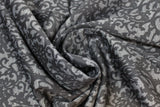 Swirled swatch Damask Light fabric (grey fabric with black damask look floral pattern allover)
