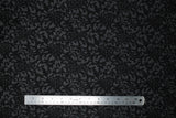 Flat swatch Damask Light fabric (grey fabric with black damask look floral pattern allover)