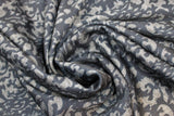 Swirled swatch Damask Dark fabric (dark grey fabric with black damask look floral pattern allover)