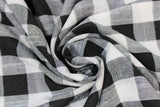 Swirled swatch black and white medium/large square gingham print fabric
