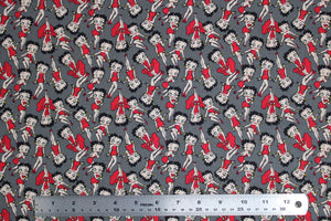Square swatch Betty Boop fabric (grey fabric with tossed full colour Betty Boop characters allover in various poses)
