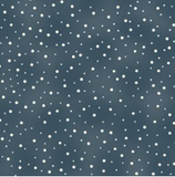 Dark blue/grey marbled fabric with white multi size polka dots