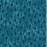 Medium/dark blue marbled fabric with dark blue floral pattern allover