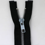 80 cm medium weight one way separating activewear zipper in black half zipped
