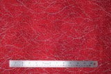 Flat swatch red fabric (bright red marbled look fabric with silver metallic tree branch/scratch look pattern allover)