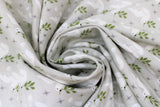 Swirled swatch Doves fabric (grey fabric with repeated white doves with green leaves in beak allover with tossed grey stars)