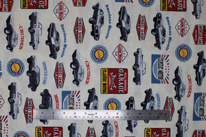 Group swatch assorted American Muscle themed fabrics in various styles/colours