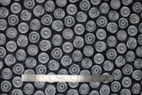 Flat swatch Rims fabric (black fabric with silver rims allover in various styles)