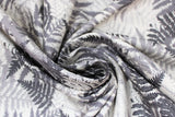 Swirled swatch Charcoal fabric (light grey fabric with busy collaged tossed forest tree look leaves allover in various tones of grey)