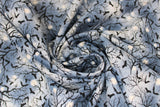 Swirled swatch Bats fabric (blue and white marbled look misty sky fabric with busy small tossed black bats, tree branches and glowy white dots)