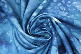 Swirled swatch Watercolour Blue Flow Basics cotton fabric (deep blue fabric with marbled/distressed look)