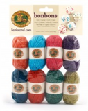 Package of 8 mini yarn balls in collection Celebrate (metallic twisted strands; colours: orange, peacock blue, hot pink, purple, teal, red, forest green, olive green)