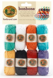 Package of 8 mini yarn balls in collection Beach (green, white, orange, blue, yellow, black, red, lavender)