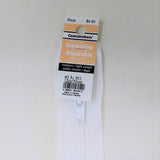 white one way separating zipper with product tag 30cm