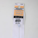 35cm medium light weight one way separating sportswear zipper in white with label