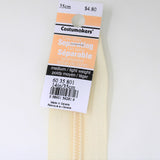 35cm medium light weight one way separating sportswear zipper in cream with label