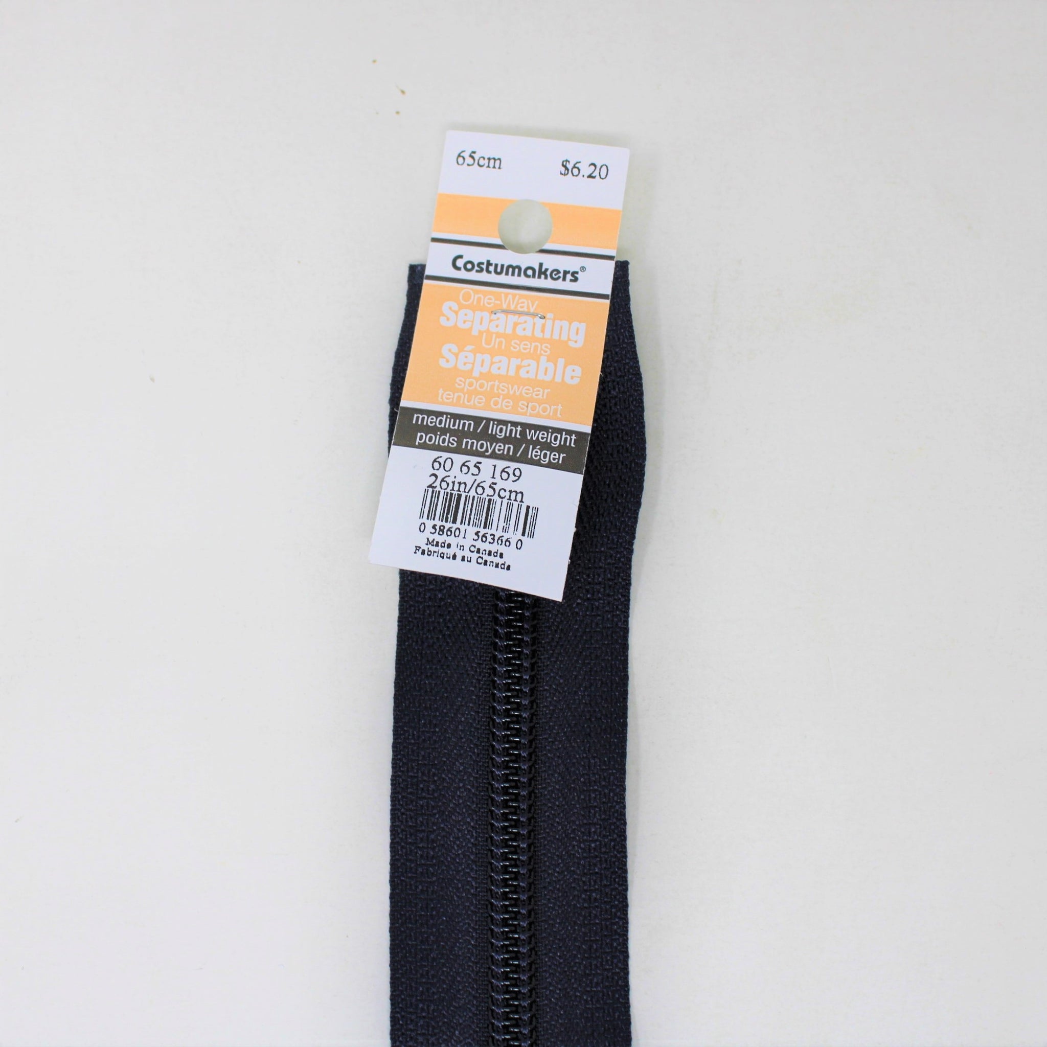 Medium/Light Weight Sportswear Zipper - One Way Separating