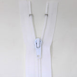 65cm medium light weight one way separating sportswear zipper in white half zipped