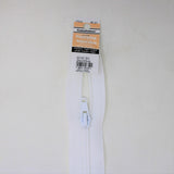 white one way separating zipper with product tag 65cm