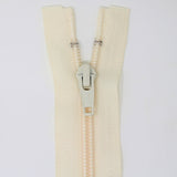 70cm medium light weight one way separating sportswear zipper in cream half zipped