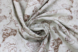 Swirled swatch Outline fabric (white fabric with brown outlines/realistic look drawings of dogs allover)