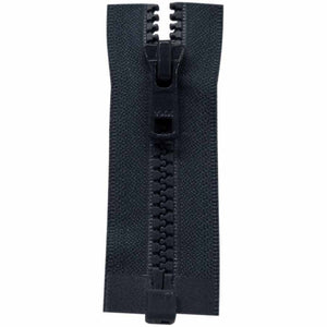 navy one way separating zipper on white background