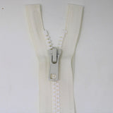 45cm medium weight one way separating activewear zipper in snow white half zipped