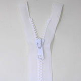 70cm medium weight one way separating activewear zipper in white half zipped