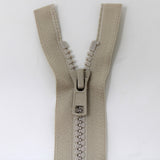 70cm medium weight one way separating activewear zipper in natural half zipped