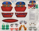 Full panel swatch - Noah's Ark Panel (36" x 45") (instructional panel to create red ark shape with noah and: pig, cow, zebra, giraffe, sheep, elephant friends)