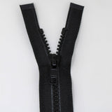 55cm medium weight two way separating activewear zipper in black half zipped