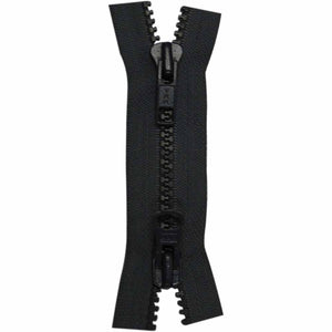 black two way separating zipper on white background