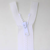 70cm medium weight two way separating activewear zipper in white half zipped
