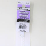70cm medium weight two way separating activewear zipper in white with label