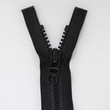 60cm heavy weight outerwear two way separating zipper in black half zipped